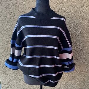 Preppy Oversized Striped Crewneck Sweater